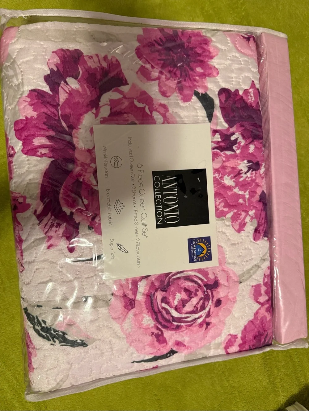 Pink Floral Quilt Set - 6 Piece